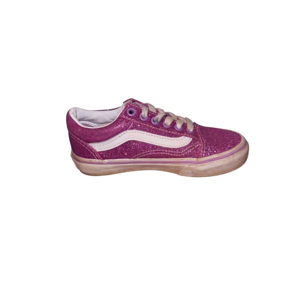 Vans Kids Glitter Pink Old Skool Sneakers Size 12 Canvas Rubber Skater Casual - Picture 8 of 12